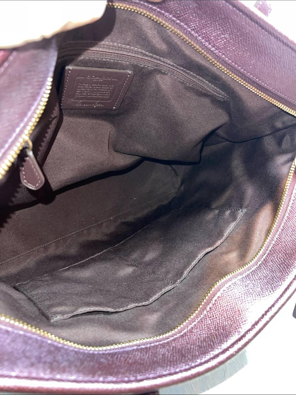 Coach G1891-F16224 City Tote Metallic Leather Purple - Picture 12 of 12